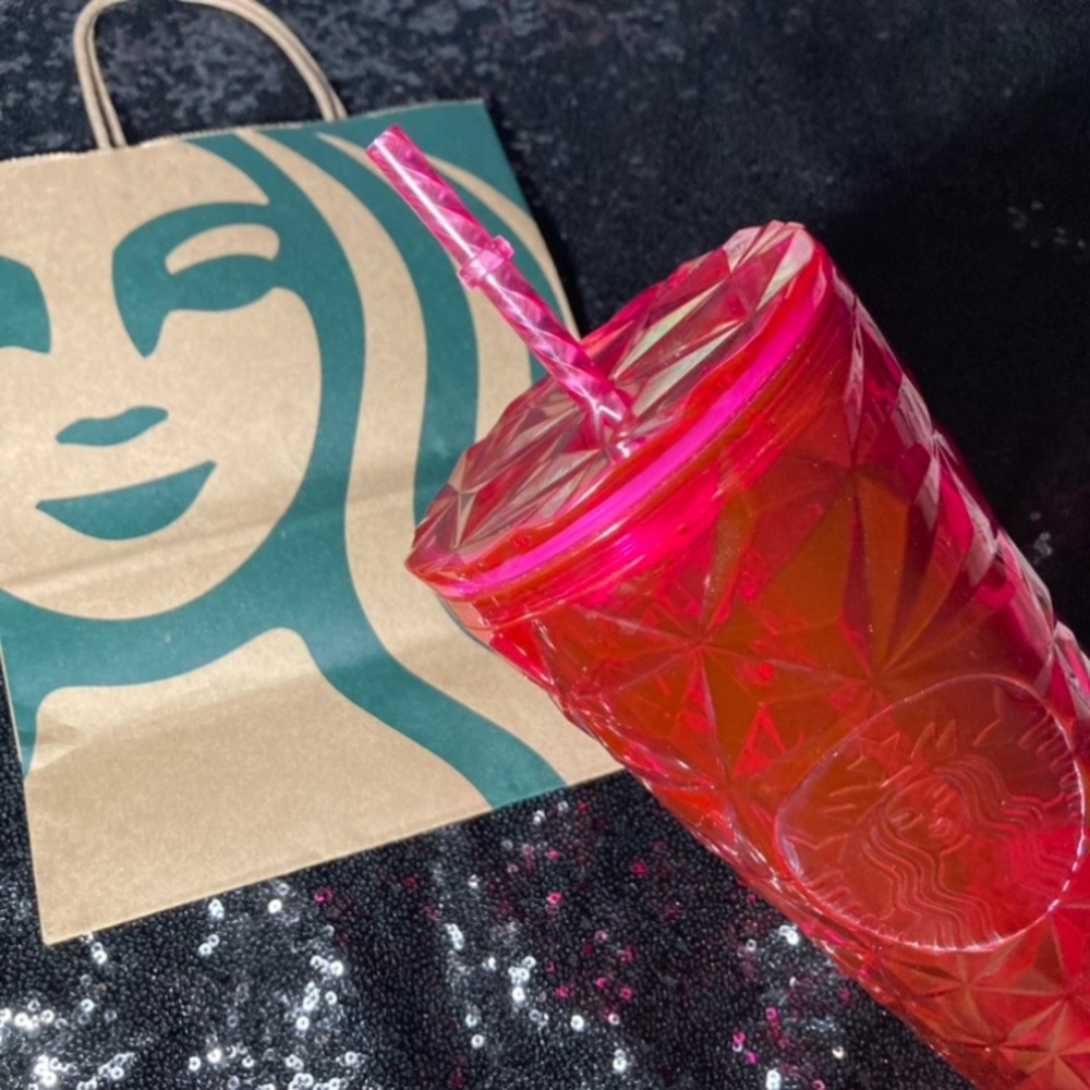 Starbucks Venti Tumbler Fuchsia Flower Pink Prism 24oz Cold Cup Summer 2024 NWT - Picture 11 of 17